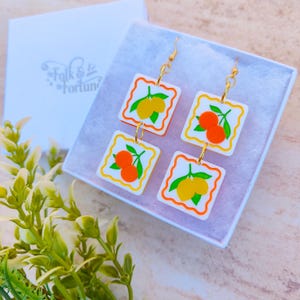 Citrus Fruits earrings | laser cut acrylic | summer jewellery