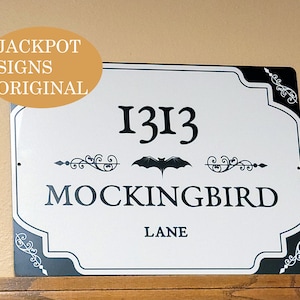 1313 Mockingbird Lane Halloween Sign Metal Print Sign The Munsters with Holes 8"x12" 12"X16" Rustic