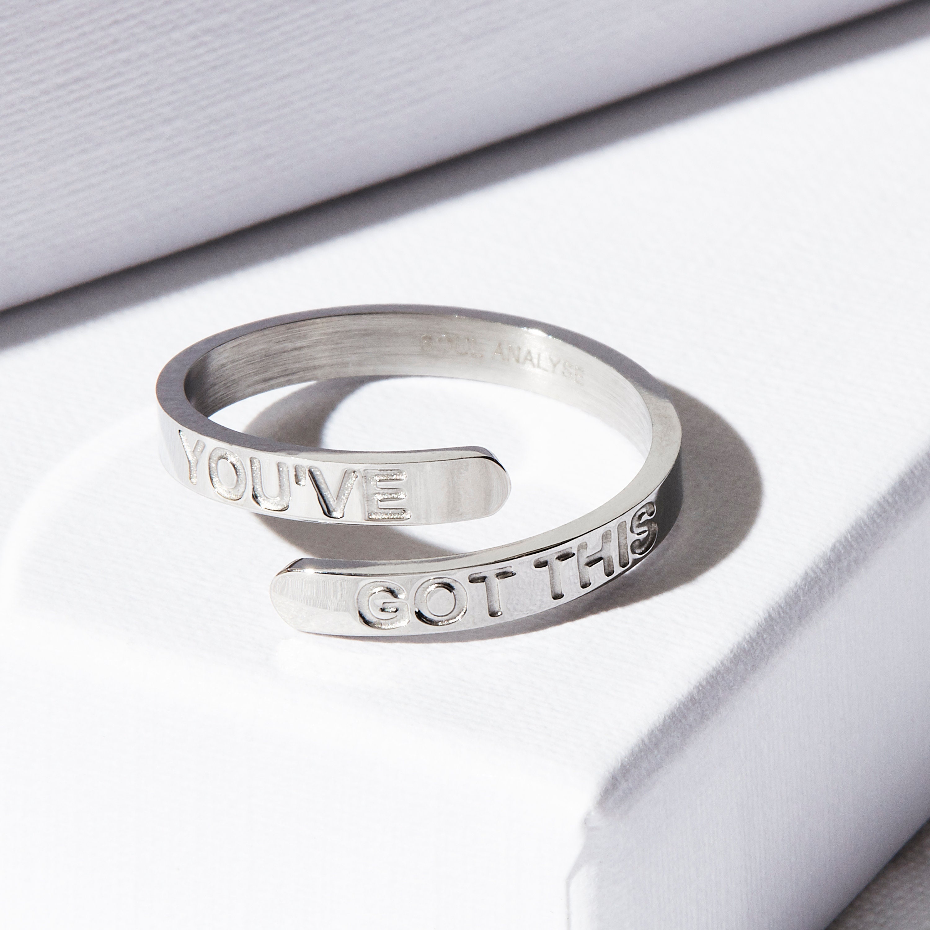 You've Got This Adjustable Silver Ring, Stainless Steel, Message …