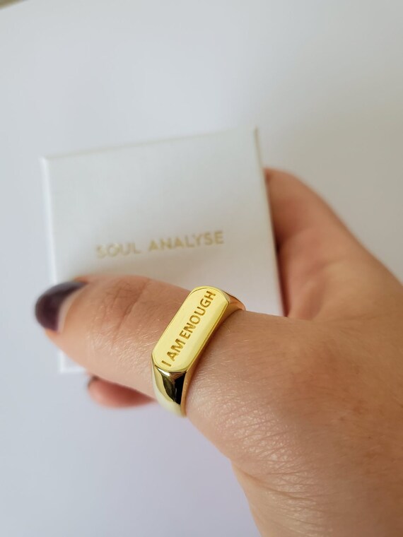 I Am Enough Affirmation Ring Positive Signet Ring Adjustable