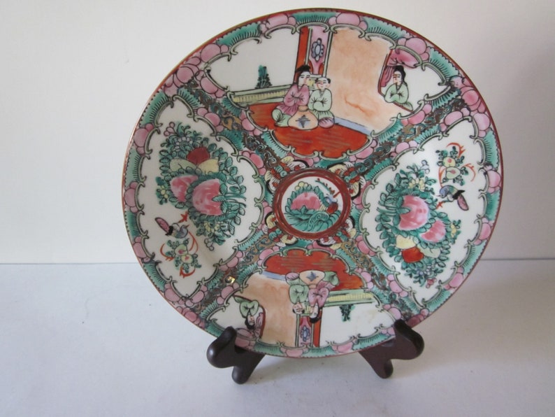 Chinese Porcelainrose Medallion Plate Gold Accent Medallion Etsy