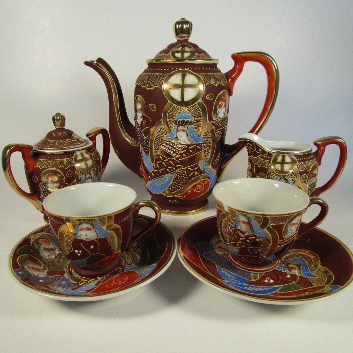 Japan Tea Set Satsuma Porcelain Teapot Set Tea Cups saucers Etsy
