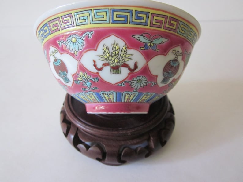Chinese Porcelain Chrysanthemum Floral Rice Bowl Spoon Saucer Sets Jingdezhen