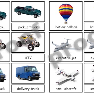 Pacchetto di carte in 3 parti di trasporto Montessori per Safari Toobs In the Sky, In the Water, On the Road