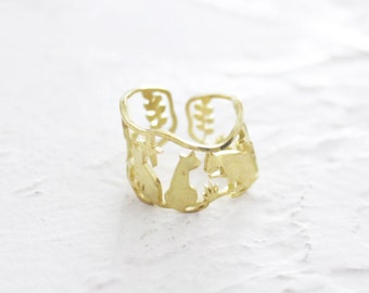 Cats Handmade Brass Ring