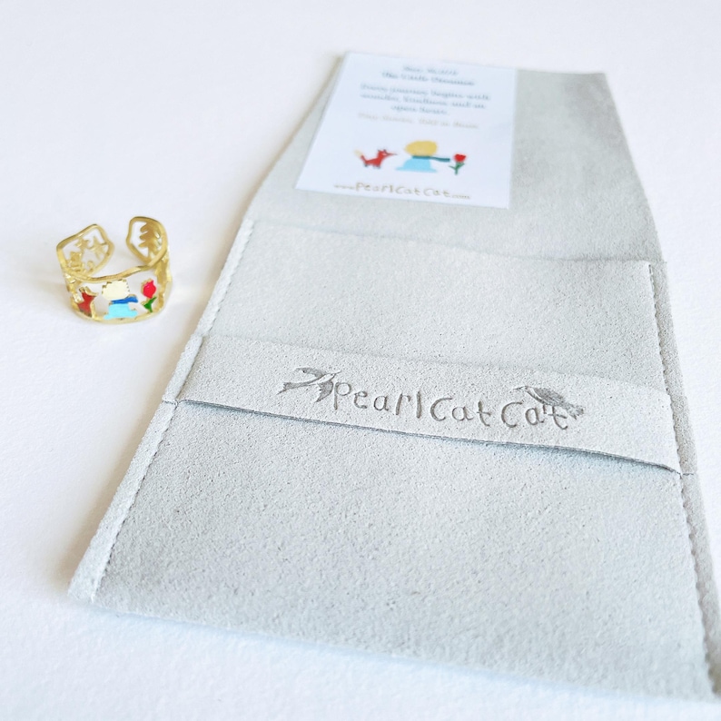 Story No. 010 I A Little Dreamer I Adjustable Brass Ring I Hand-Painted Woodland Ring image 7