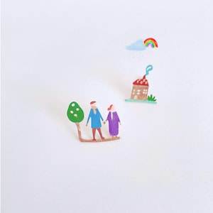 Story No.001 I Growing Old Together I Brass Stud Earrings I Story Jewellery I Handmade in England