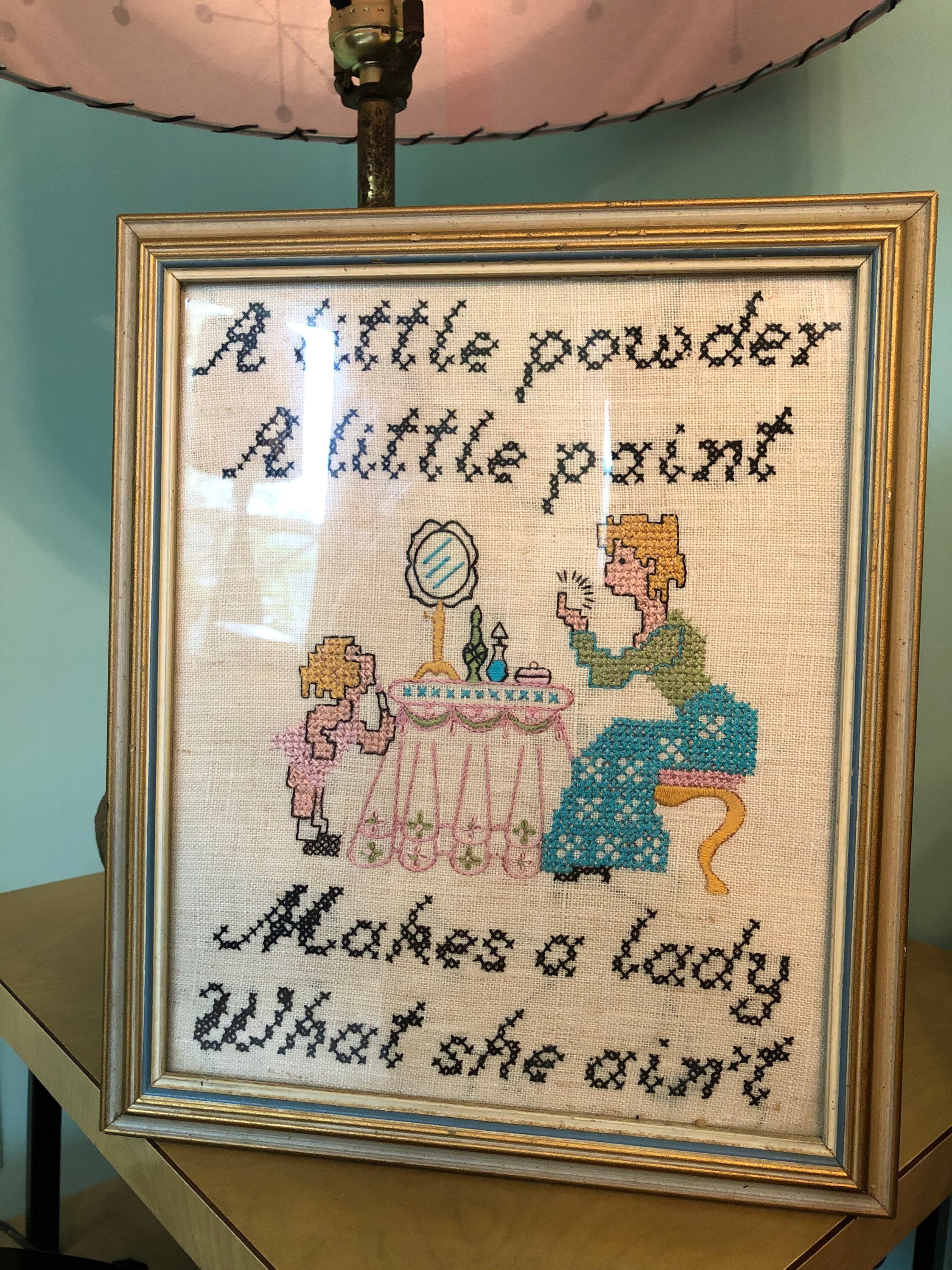 Vintage Enmarcado Punto de Cruz Un poco de polvo Un poco de | Etsy