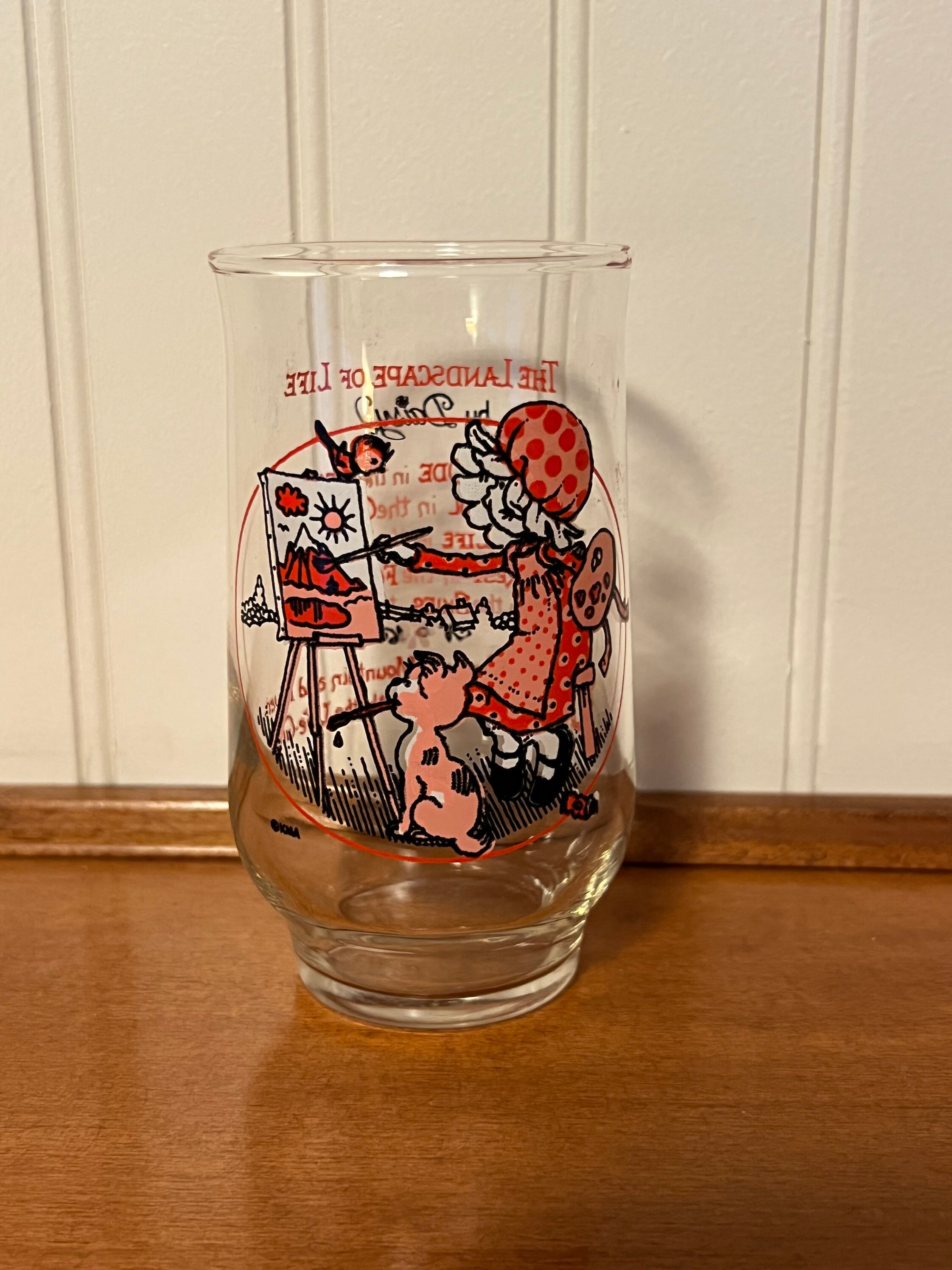 Vintage Holly Hobbie Daisy drinking juice glass The Landscape of Life tumbler cup