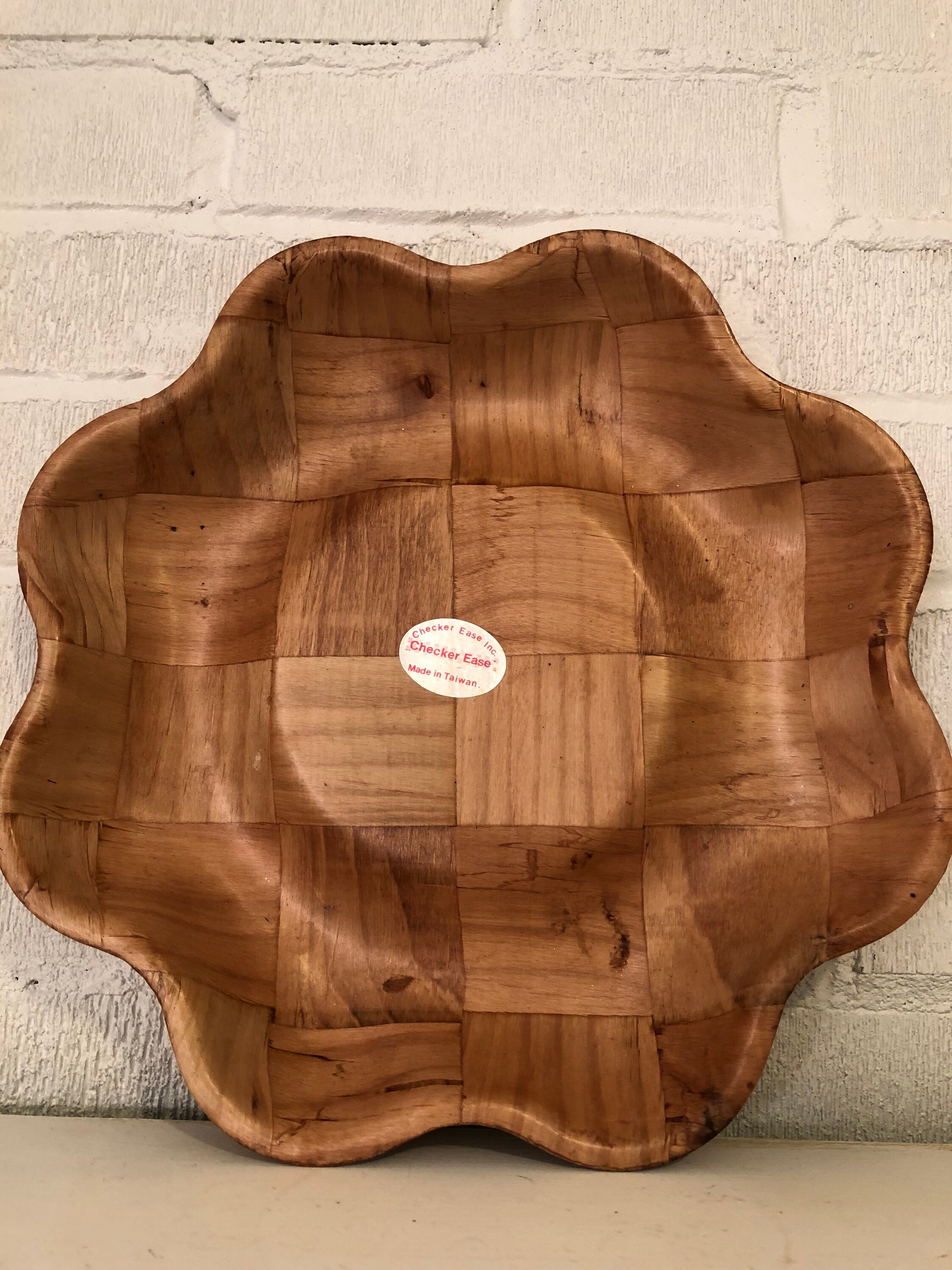 Vintage Checker Ease Serving Bowl Retro Made in Taiwan Old Home