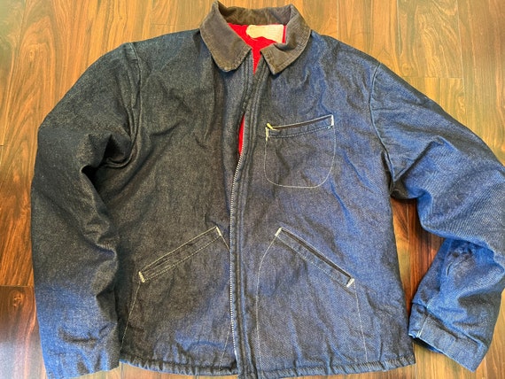 Vintage Denim Coat Jacket Rockabilly Workwear Old… - image 1