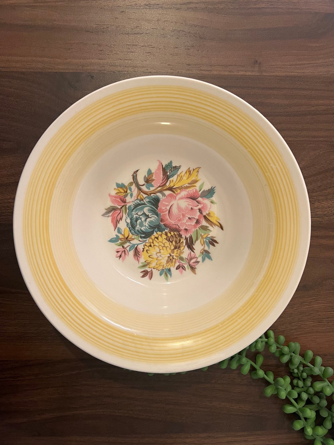 Vintage American Limoges Triumph Candlelight Pompadour Yellow Serving