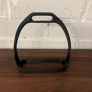 Vintage English horse pony stirrup metal saddle equestrian primitive rustic cabin western decor cast iron
