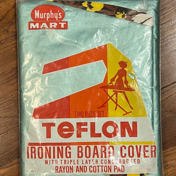 Vintage New Old Stock Teflon Ironing Board Cover Floral Pattern Retro Murphys Mart
