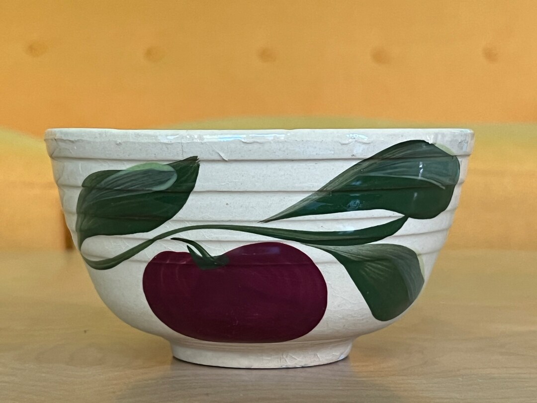 Vintage Watts Pottery Apple Ribbed Bowl Ovenware USA 05 Etsy