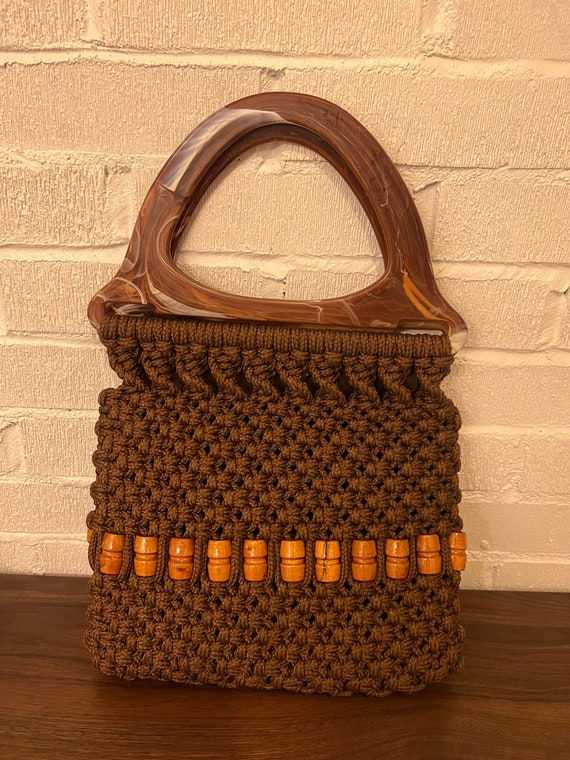 vintage brown macrame boho Gem
