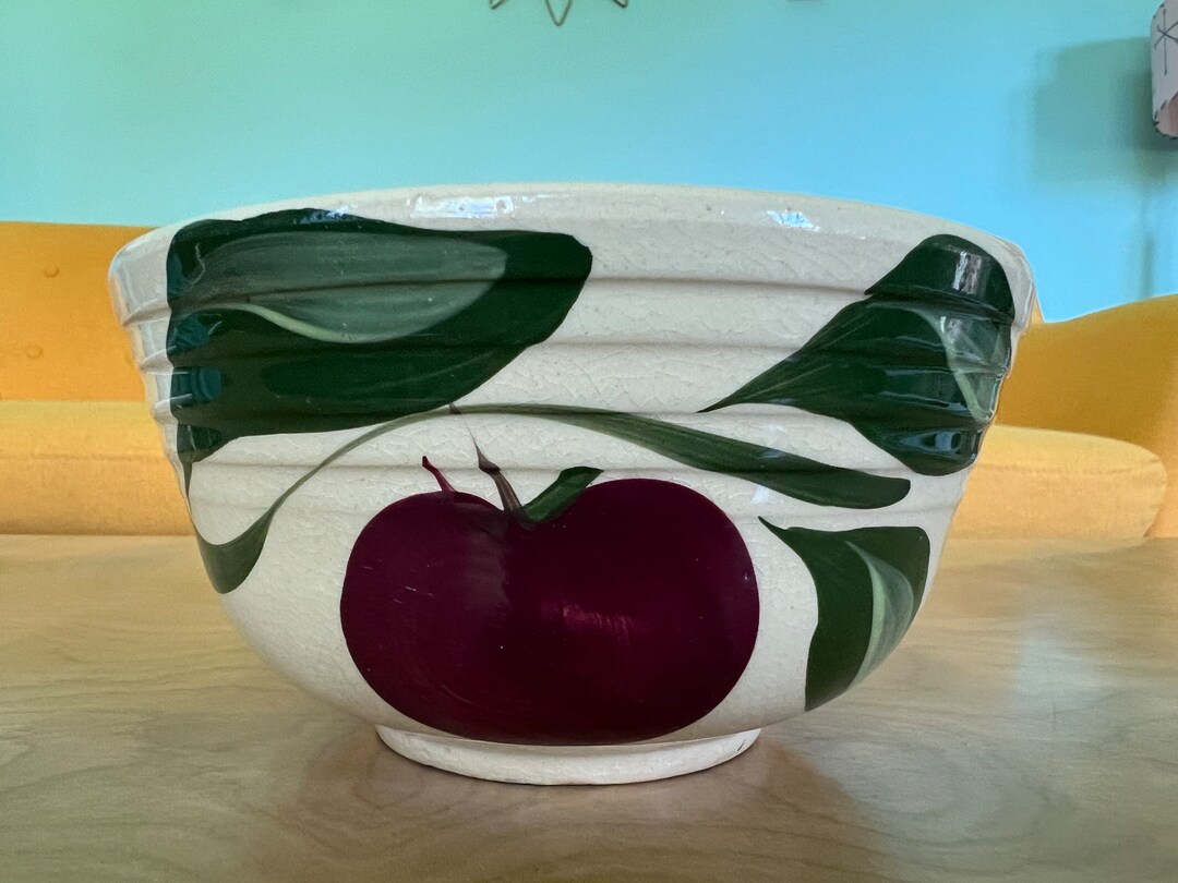 Vintage Watts Pottery Apple Ribbed Bowl Ovenware USA Etsy