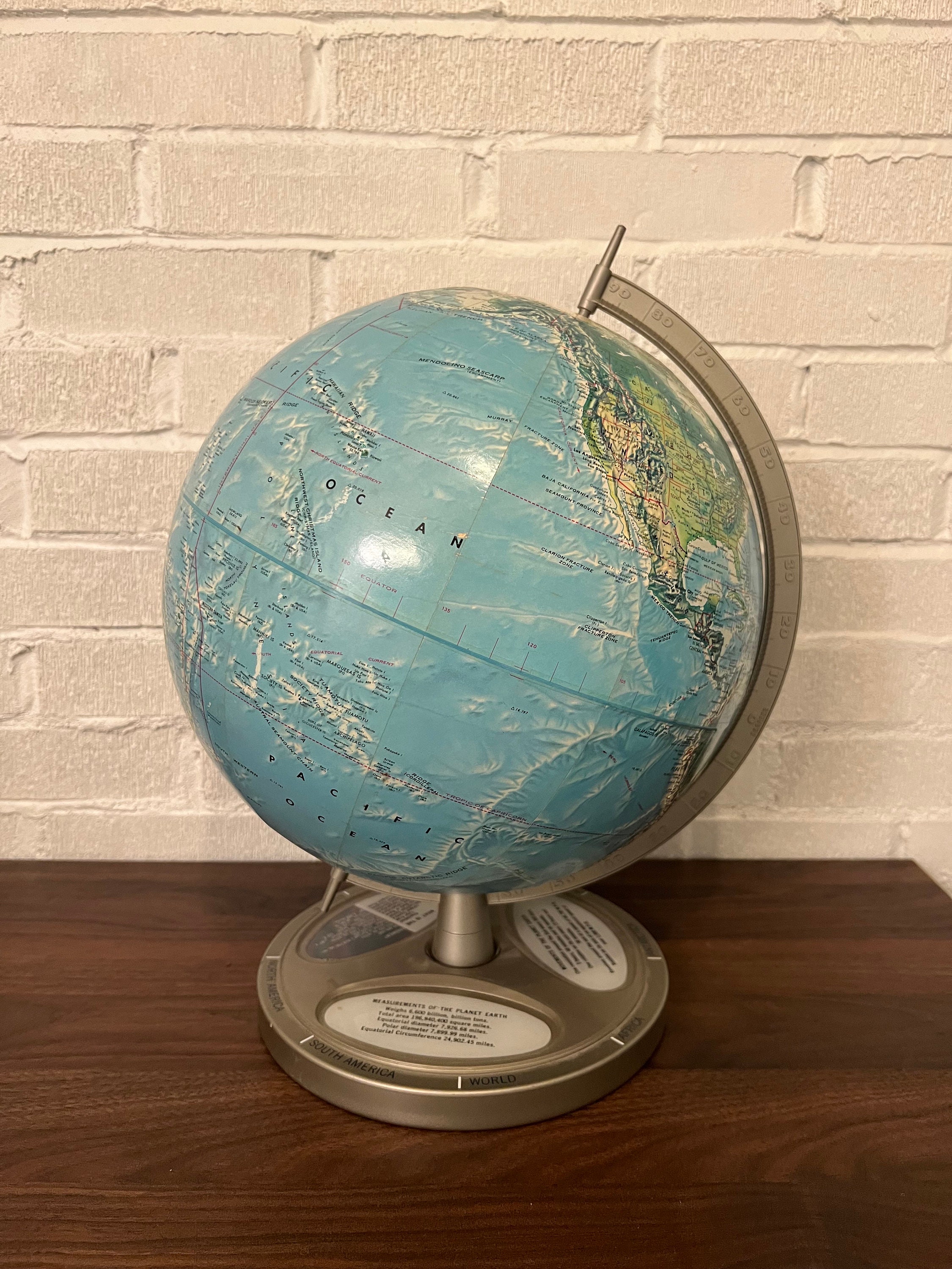 Vintage Rand Mcnally World Portrait Globe Map Home Decor Old