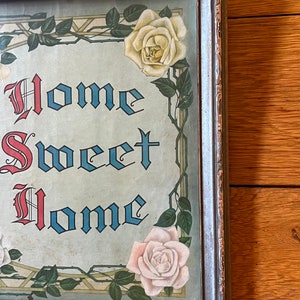 Antique home sweet home framed picture mother child image 4