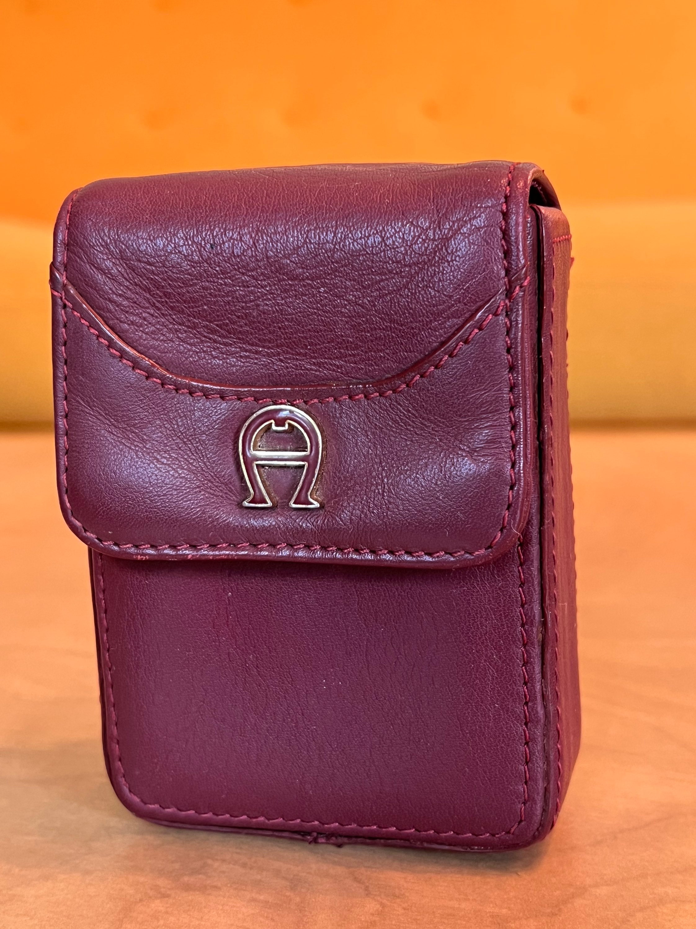 Vintage Maroon Etienne Aigner Cowhide Leather Cigarette and Lighter Case  Fashion Smoking
