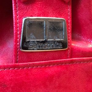 Vintage 1970s Red Samsonite Silhouette Luggage Bag Suitcase Carry on Overnight Strap travel retro image 4