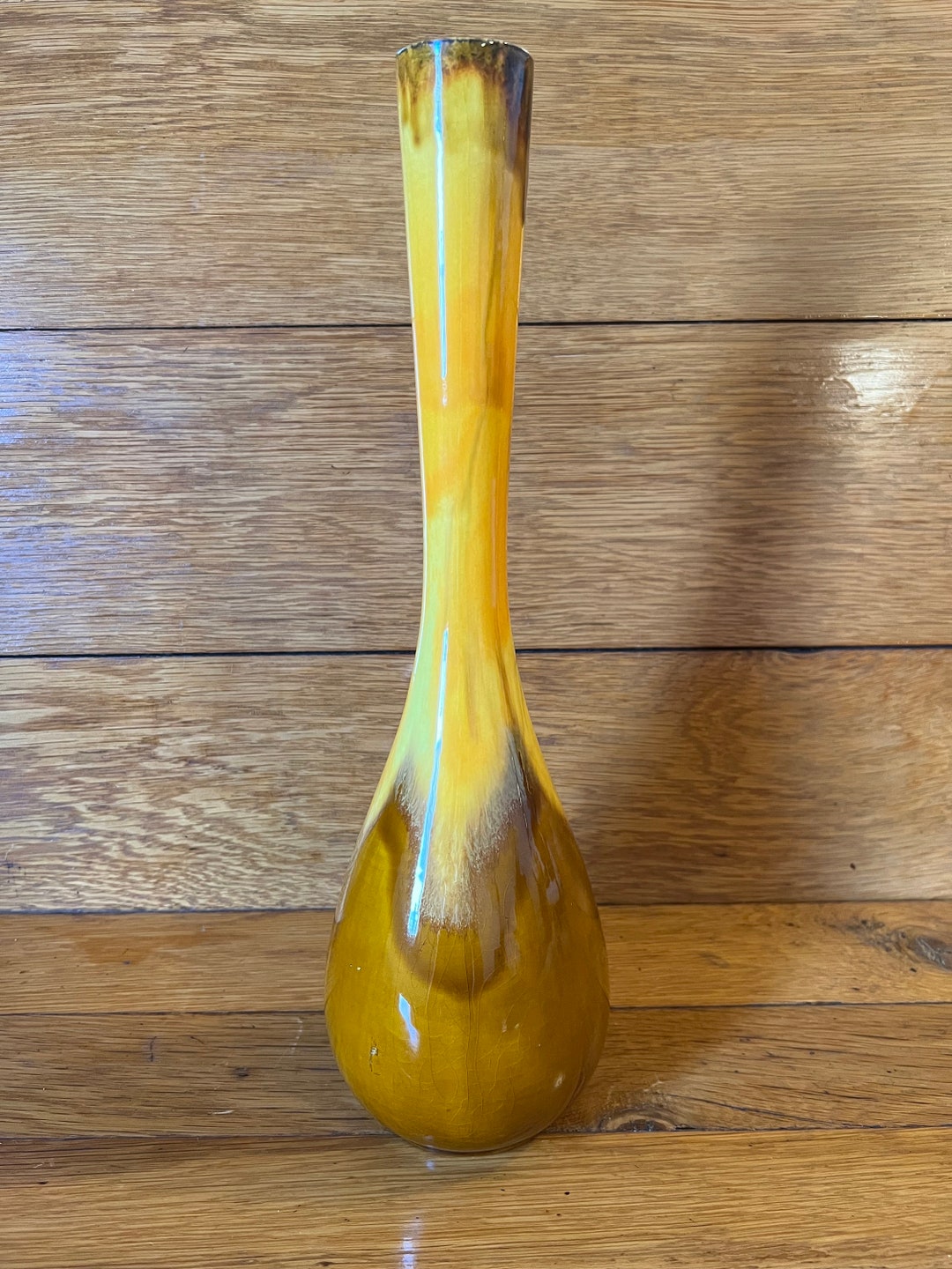 Vintage Mid Century Modern Orange Tall Skinny Vase Royal Haegar Retro ...