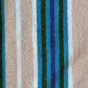 Vintage Striped 1980’s bathroom towel decor retro home decor old blue green tan