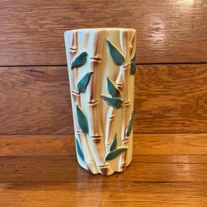 Vintage Mid Century Bamboo vase ceramic mcm