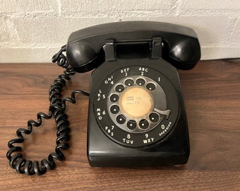 Vintage Black ITT rotary telephone phone