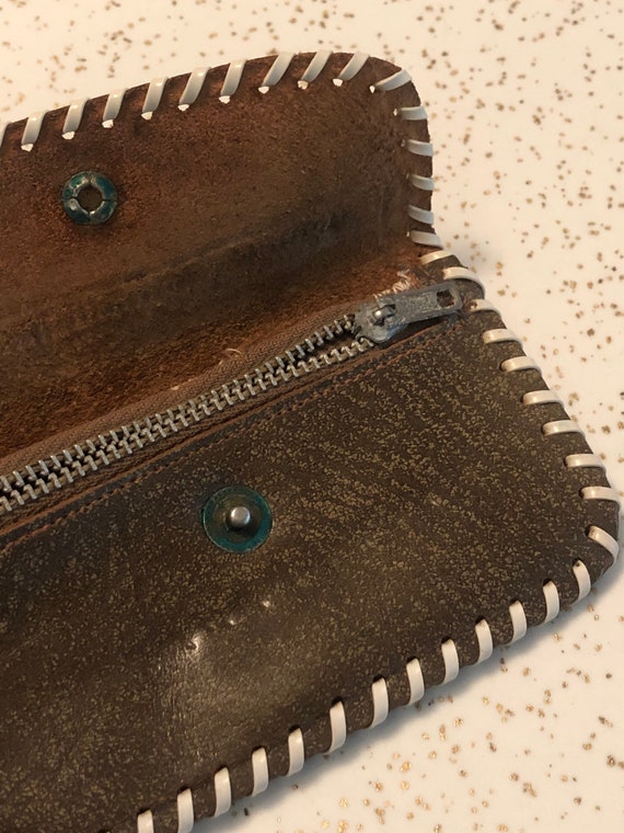 Small Vintage Real Leather Coin Purse Wallet Retr… - image 2