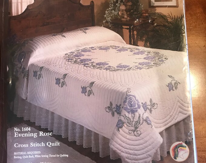Kit D'applique Vintage Bucilla #3329 Roses Et Nœuds - Complet Pour Couette Double 90x103