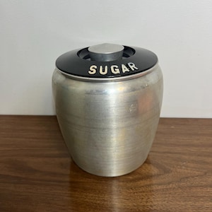 Vintage Aluminun Kromex Sugar canister with black lid