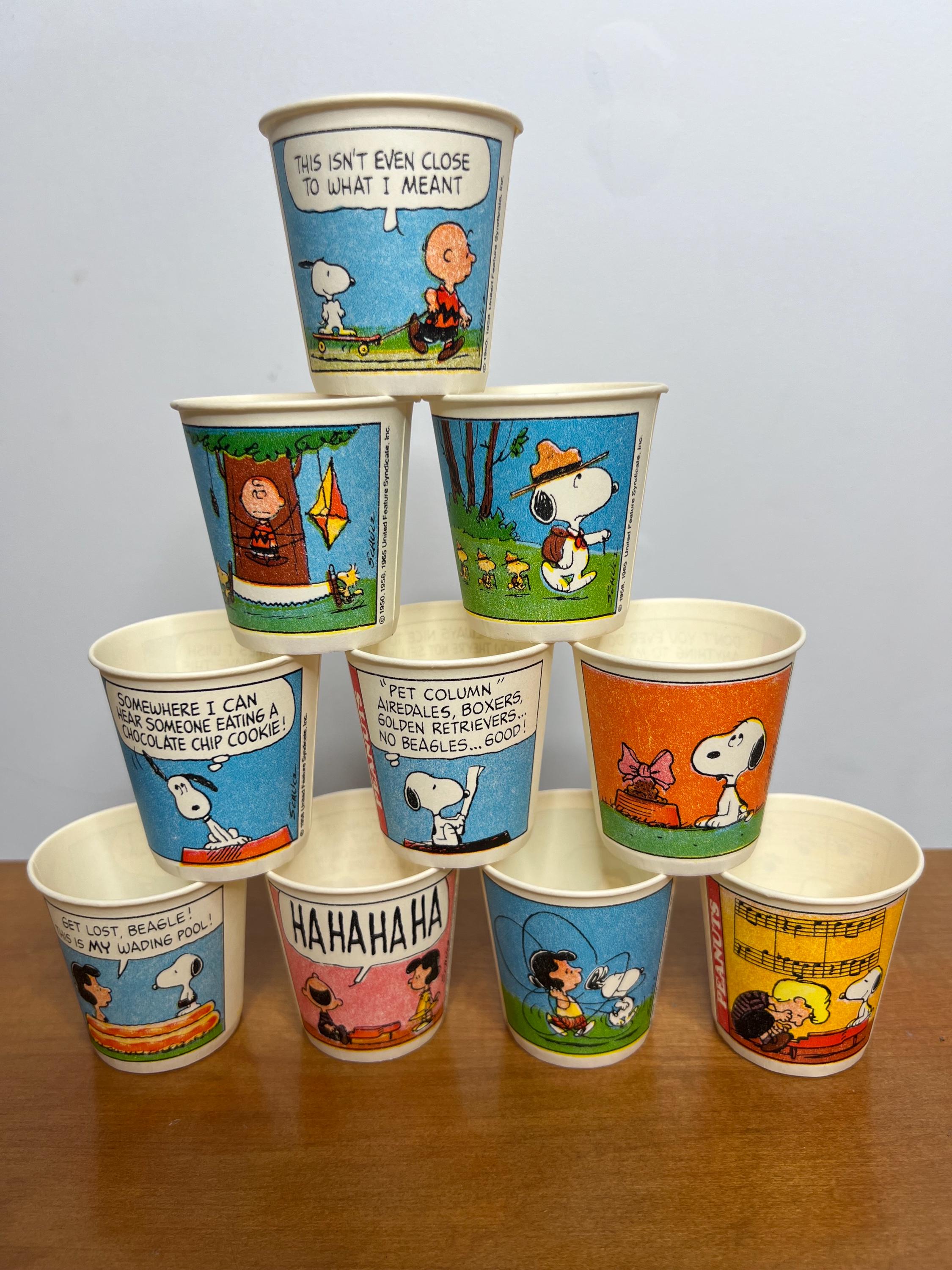 Vintage Dixie Cup Snoopy & the Peanuts Gang Bathroom Cups 3 Oz Lot