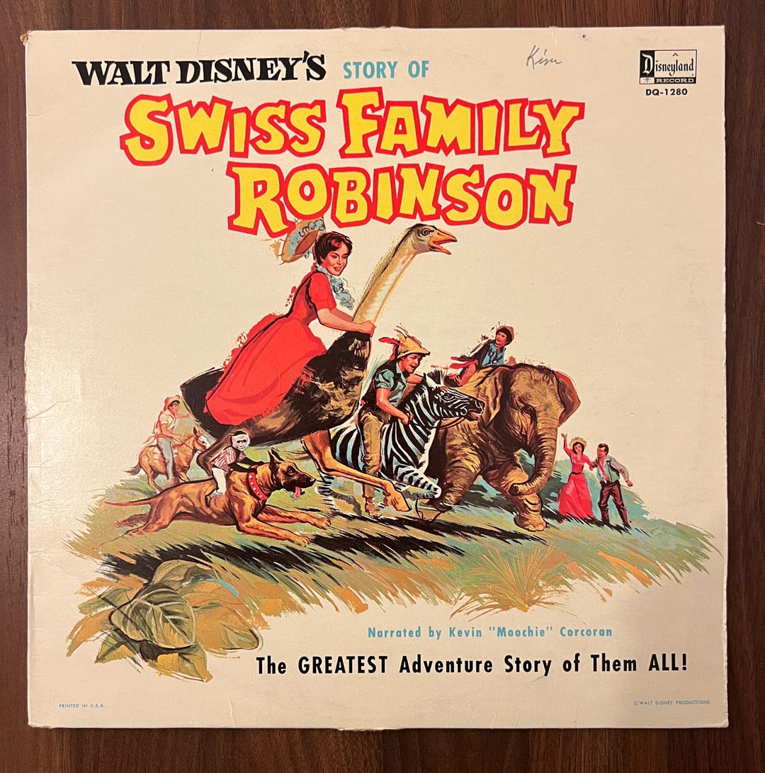 Vintage Walt Disney Story of Swiss Family Robinson Vinyl Disneyland ...