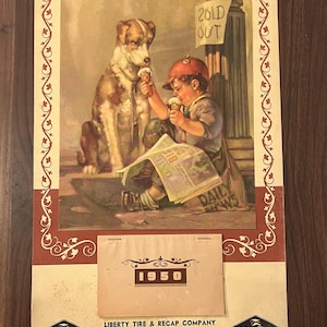 Vintage 1950 Liberty Kentucky KY Tire & Recap Company Goodyear Tires advertising Calendar unused