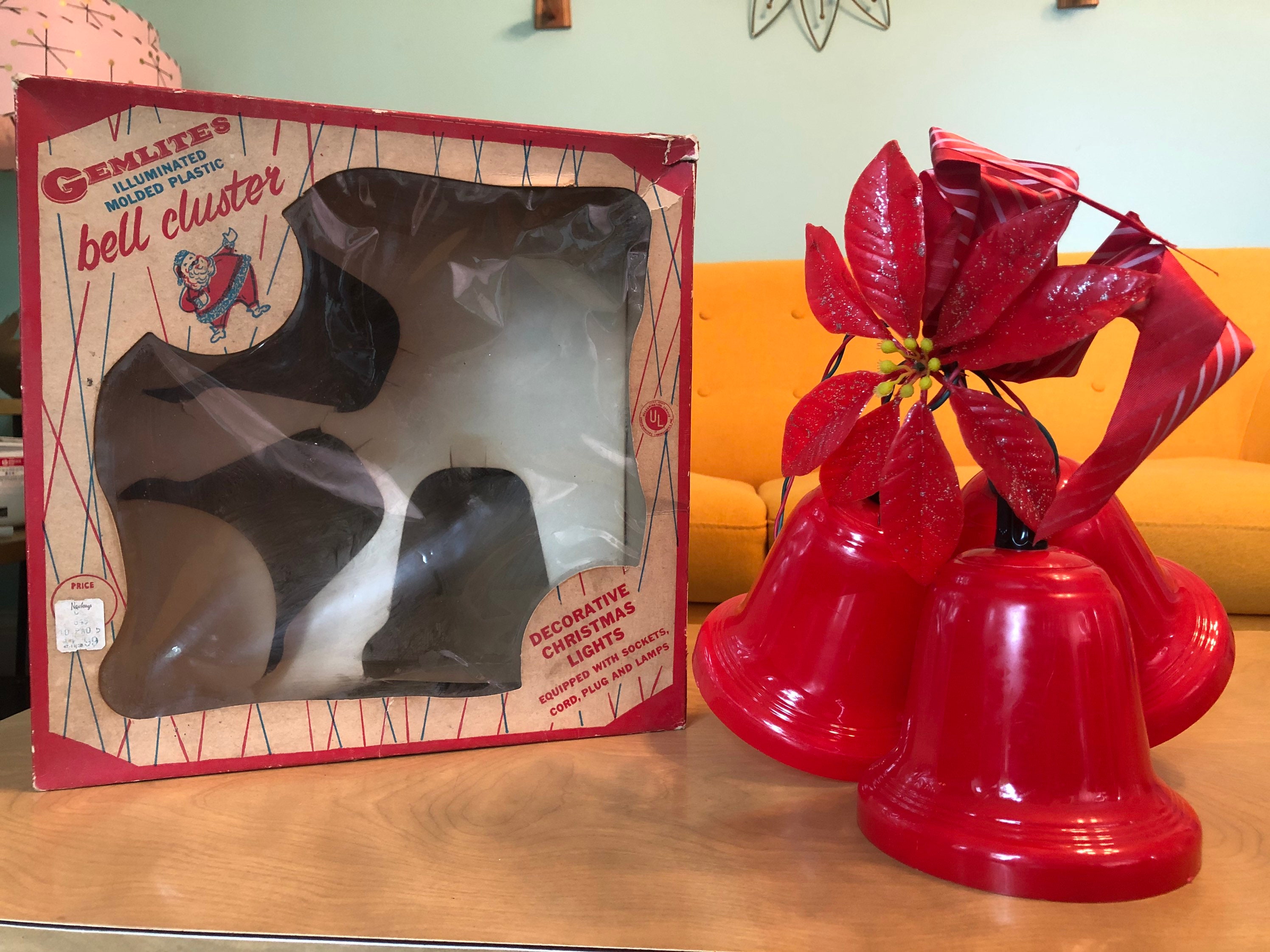 Vintage 1950s Gemlites Bell Cluster Hanging Lites Christmas Etsy