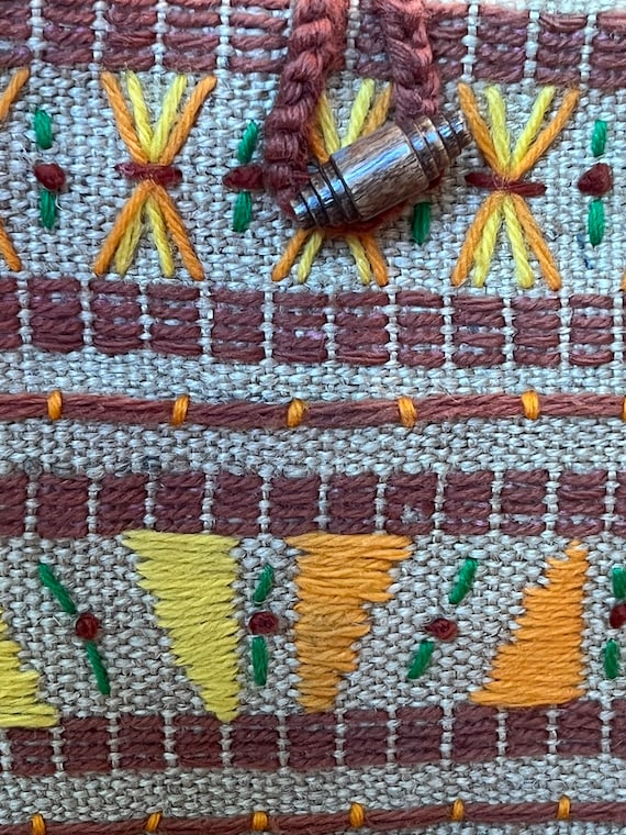 Vintage 1970’s Handmade Crewel Crochet Knit Purse… - image 6