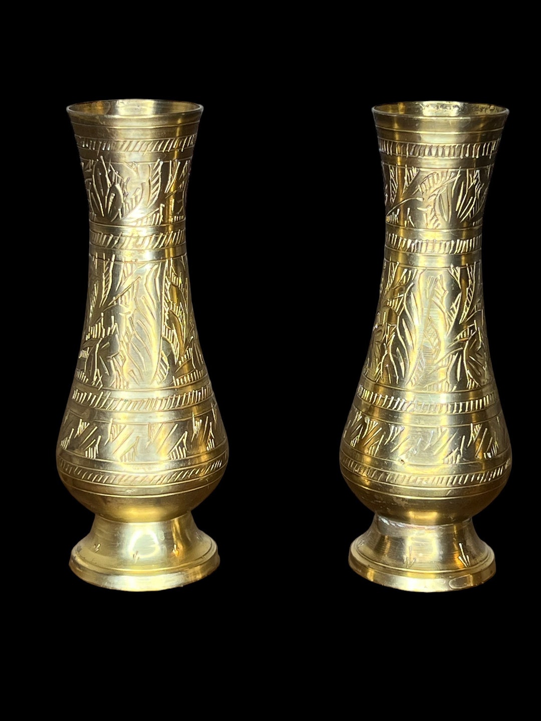 Pair of Vintage Brass Bud Vases Ornate Vase Set Etsy