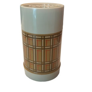 Vintage Aladdin Best Buy thermos bottle retro camping picnic Pint wide mouth plaid brown WM4040