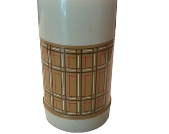 Vintage Aladdin Best Buy thermos bottle retro camping picnic Pint wide mouth plaid brown WM4040