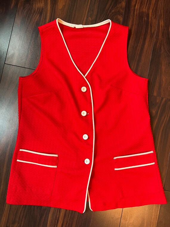 Vintage Ladies Red Polyester Vest 1970’s fashion r