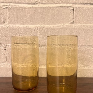 Pair of Vintage Anchor Hocking Amber Drinking Glasses Glassware