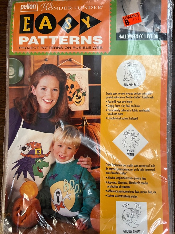 3 Vintage 1990s Pellon Wonder-under Easy Patterns Halloween