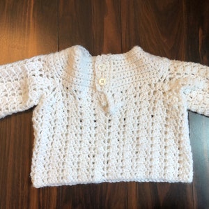 Vintage 1970s Baby Sweater 3-6 months infant Crochet white retro fashion top shirt