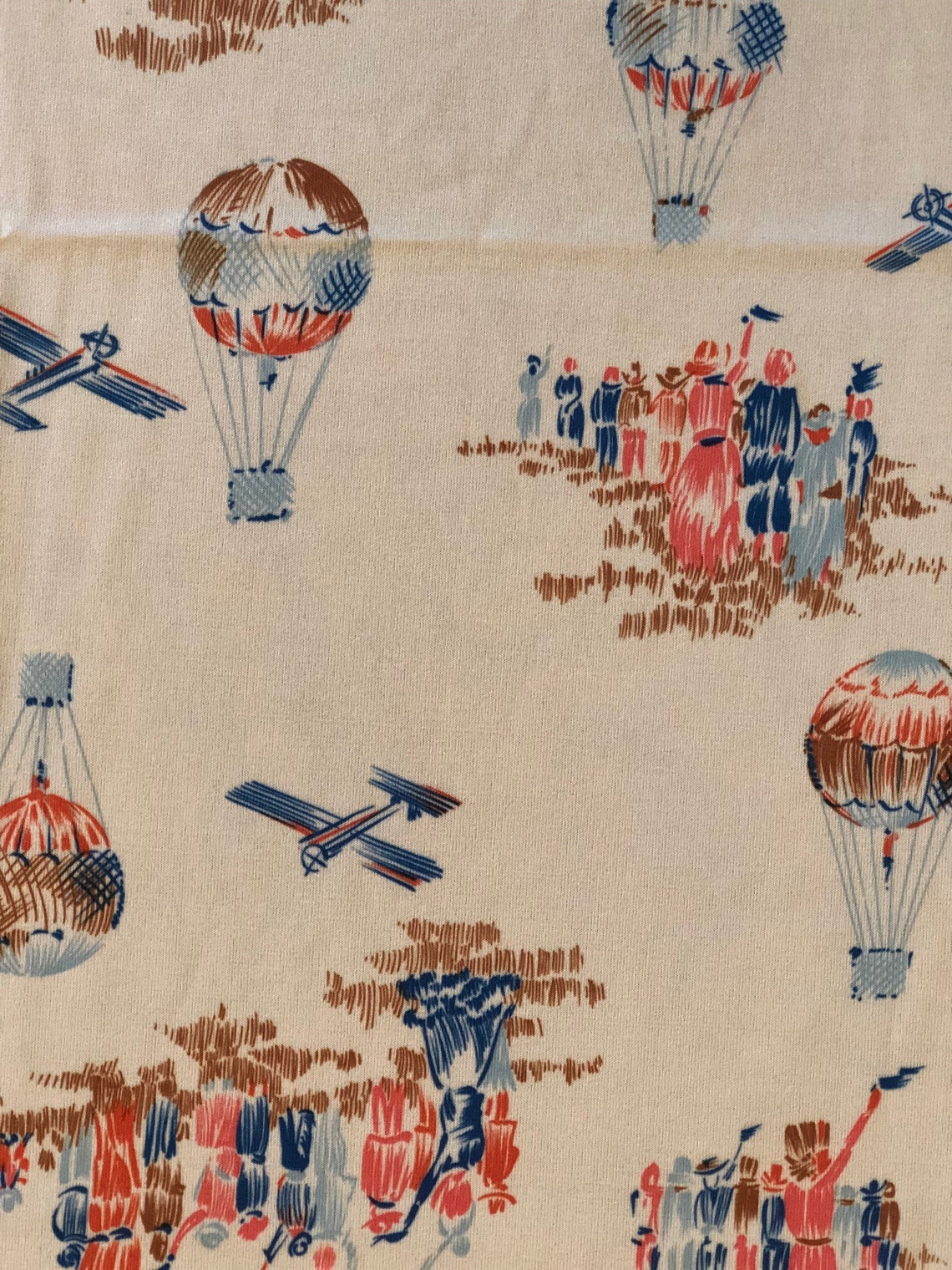 Vintage Hot air balloon Fabric 36x59 craft sewing fashion Etsy
