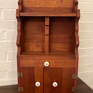 Vintage small wooden Cherry Hutch Cupboard Cottagecore decor trinket shelf