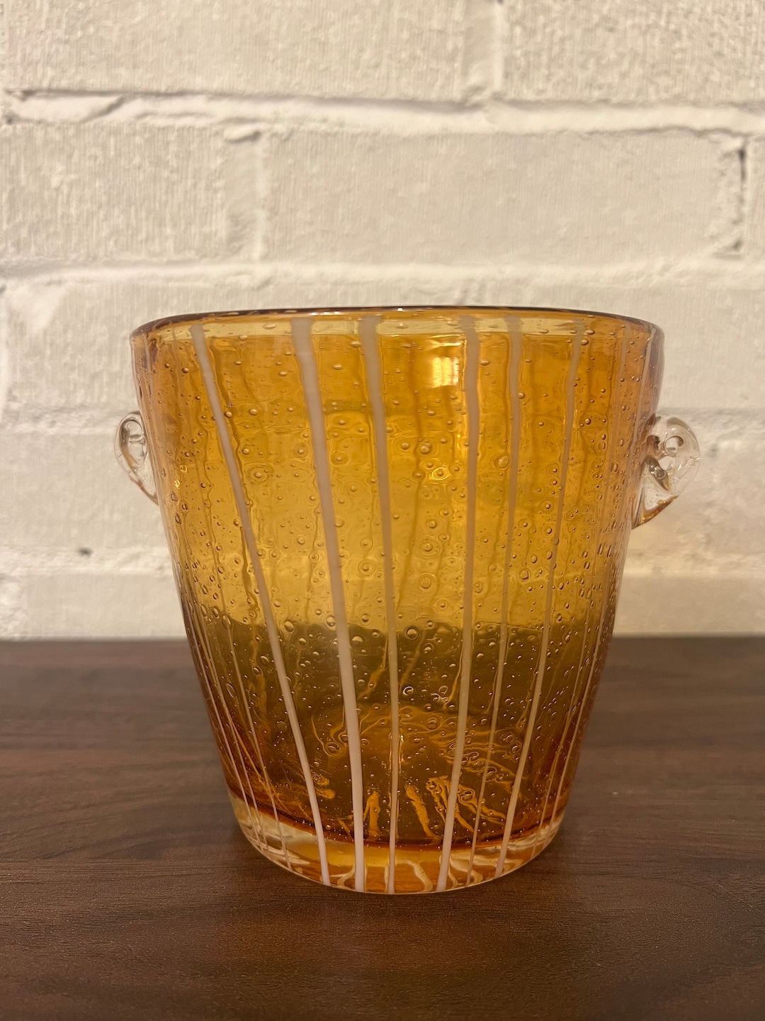 Vintage Venini for Disaronno Amber White Handblown Ice Bucket Etsy