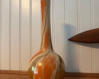 Vintage Mid Century Modern Orange Tall Skinny Vase Royal Haegar retro