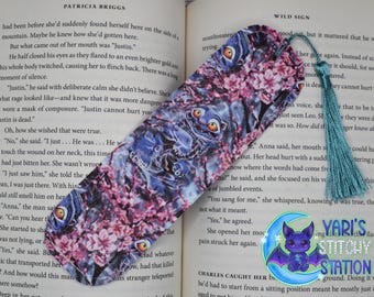 Derpy Cat Vinyl Bookmark | Handmade Sewn Page Marker | Fun Book Lover Gift