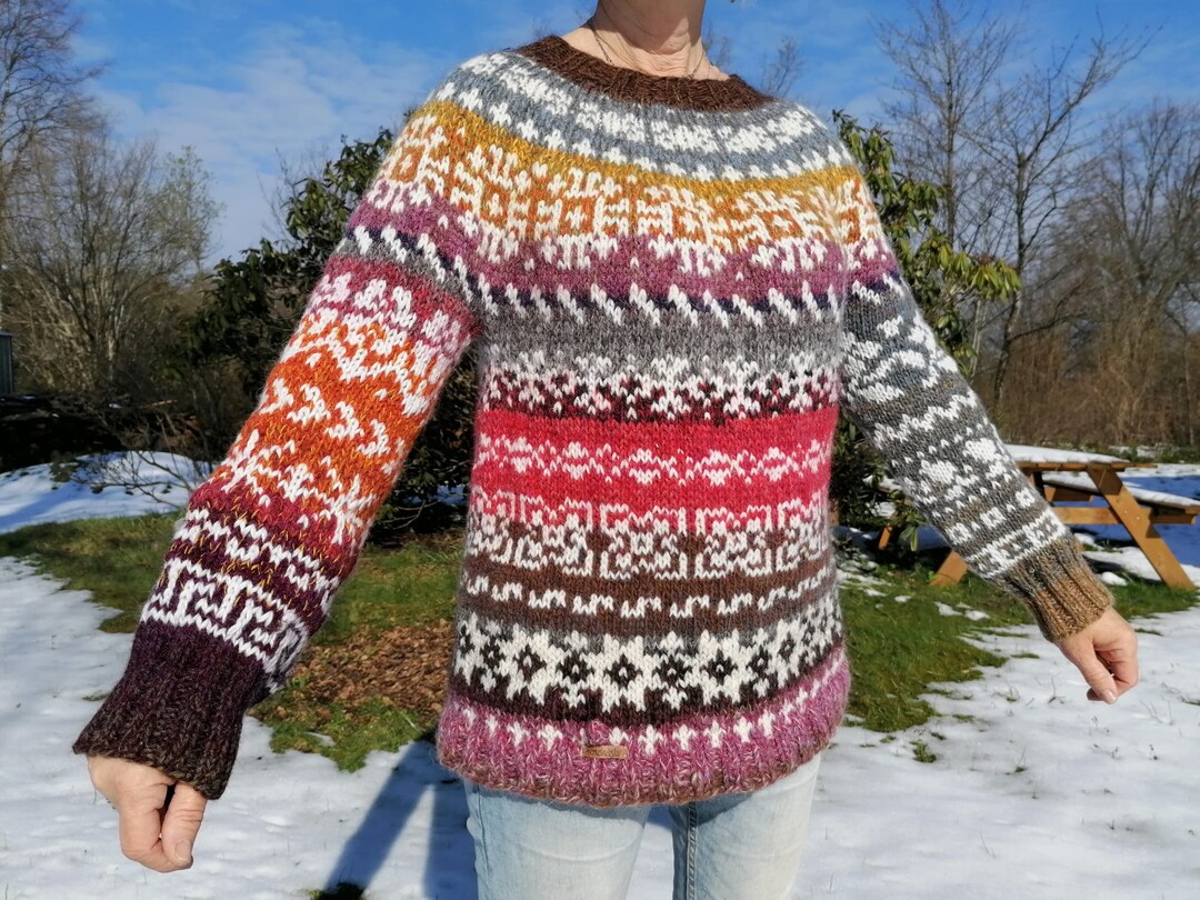 Hand Knitted Fair Isle, Norwegian Style Patterned off Sweater , Ready ...